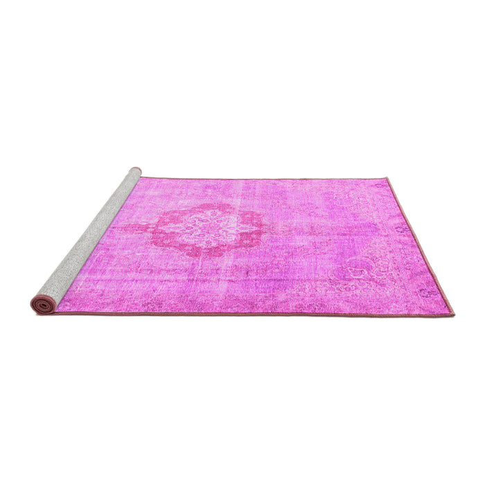 Sideview of Machine Washable Medallion Pink Traditional Rug, wshtr4459pnk