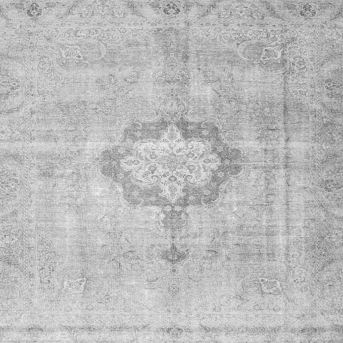 Round Machine Washable Medallion Gray Traditional Rug, wshtr4459gry