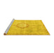 Sideview of Machine Washable Medallion Yellow Traditional Rug, wshtr4459yw