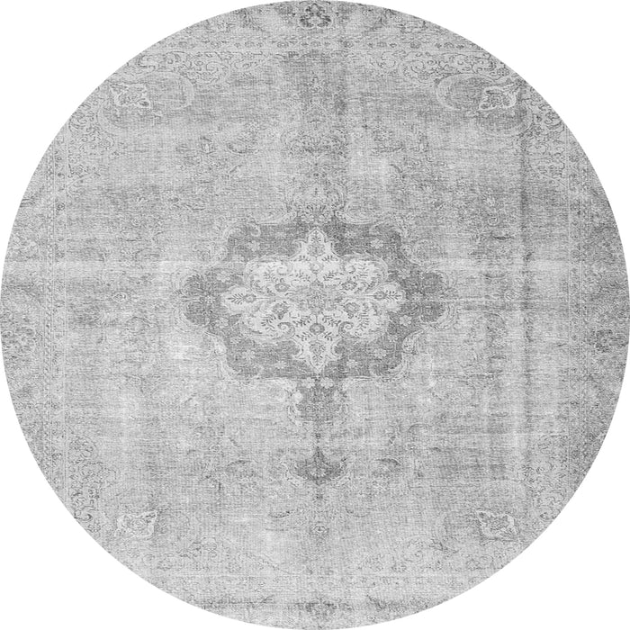 Machine Washable Medallion Gray Traditional Rug, wshtr4459gry