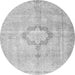 Machine Washable Medallion Gray Traditional Rug, wshtr4459gry