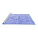 Sideview of Machine Washable Medallion Blue Traditional Rug, wshtr4459blu