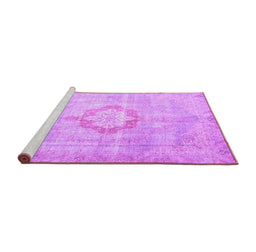 Sideview of Machine Washable Medallion Purple Traditional Area Rugs, wshtr4459pur