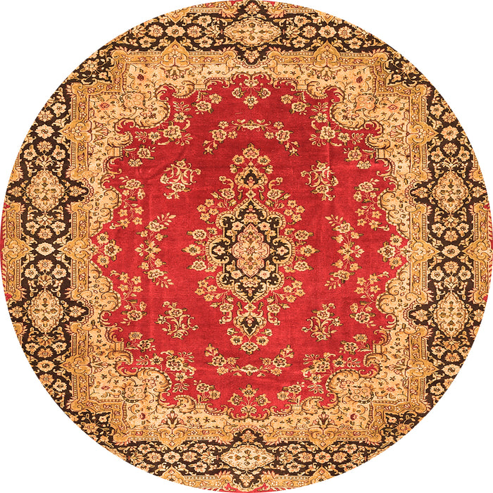 Square Medallion Orange Traditional Rug, tr445org