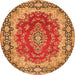 Square Medallion Orange Traditional Rug, tr445org