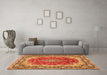 Machine Washable Medallion Orange Traditional Area Rugs in a Living Room, wshtr445org