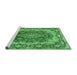 Sideview of Machine Washable Medallion Emerald Green Traditional Area Rugs, wshtr445emgrn