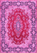 Machine Washable Medallion Pink Traditional Rug, wshtr445pnk