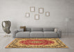 Machine Washable Medallion Brown Traditional Rug in a Living Room,, wshtr445brn