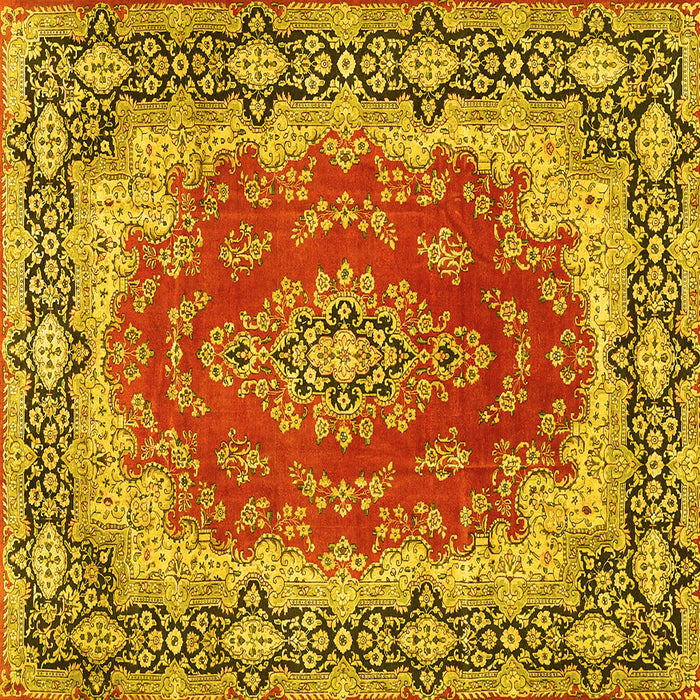 Square Medallion Yellow Traditional Rug, tr445yw