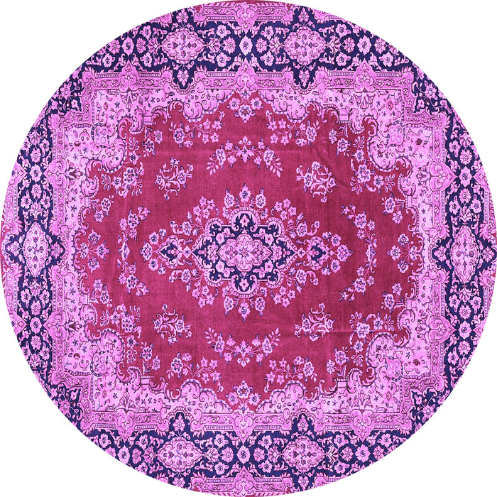 Round Medallion Purple Traditional Rug, tr445pur