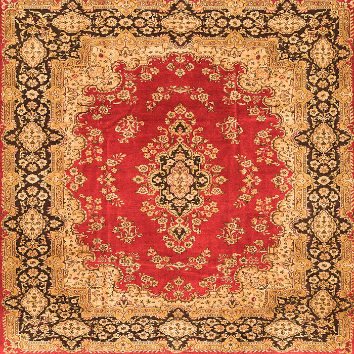 Serging Thickness of Medallion Orange Traditional Rug, tr445org