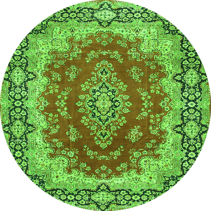 Square Medallion Green Traditional Rug, tr445grn