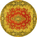 Round Medallion Yellow Traditional Rug, tr445yw