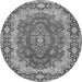 Machine Washable Medallion Gray Traditional Rug, wshtr445gry