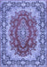 Machine Washable Medallion Blue Traditional Rug, wshtr445blu