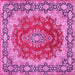 Square Machine Washable Medallion Pink Traditional Rug, wshtr445pnk