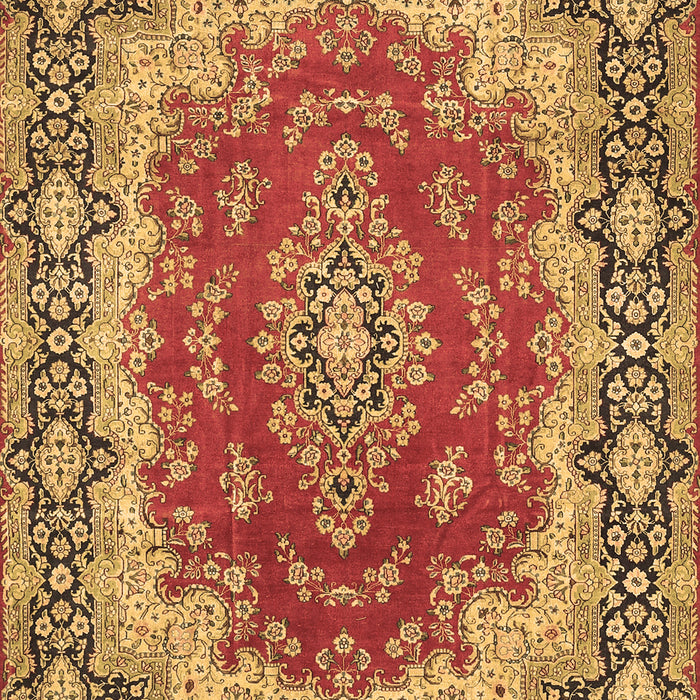 Machine Washable Medallion Brown Traditional Rug, wshtr445brn
