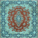 Square Medallion Light Blue Traditional Rug, tr445lblu