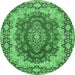 Round Machine Washable Medallion Emerald Green Traditional Area Rugs, wshtr445emgrn