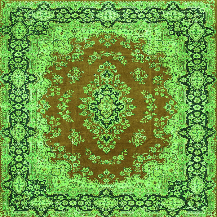 Serging Thickness of Medallion Green Traditional Rug, tr445grn