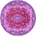 Round Machine Washable Medallion Purple Traditional Area Rugs, wshtr445pur