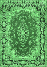 Medallion Emerald Green Traditional Rug, tr445emgrn