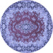 Round Medallion Blue Traditional Rug, tr445blu