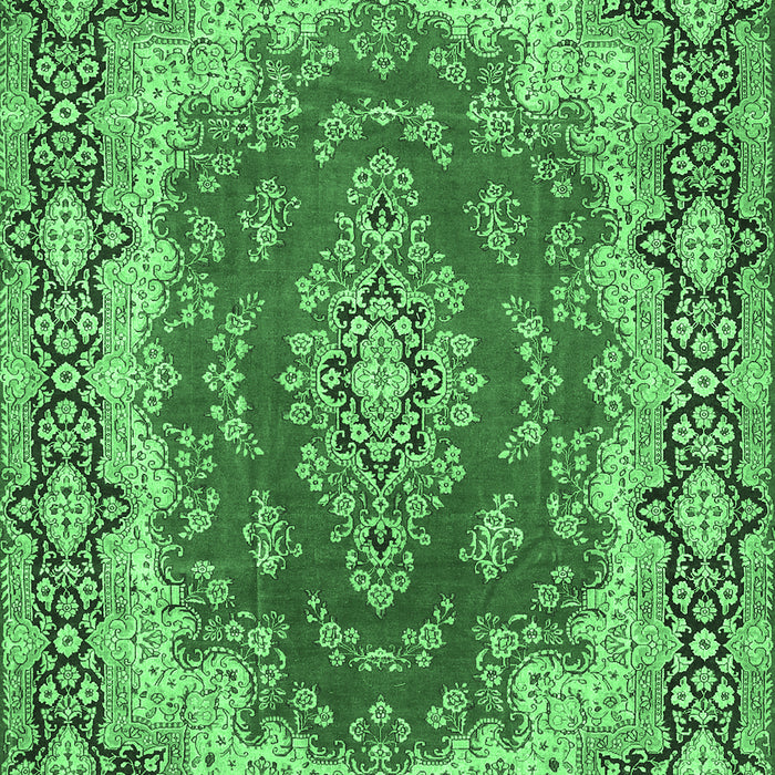 Machine Washable Medallion Emerald Green Traditional Area Rugs, wshtr445emgrn