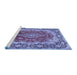 Sideview of Machine Washable Medallion Blue Traditional Rug, wshtr445blu