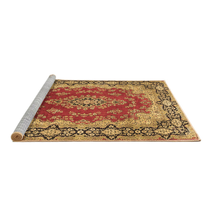 Sideview of Machine Washable Medallion Brown Traditional Rug, wshtr445brn