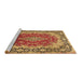 Sideview of Machine Washable Medallion Brown Traditional Rug, wshtr445brn