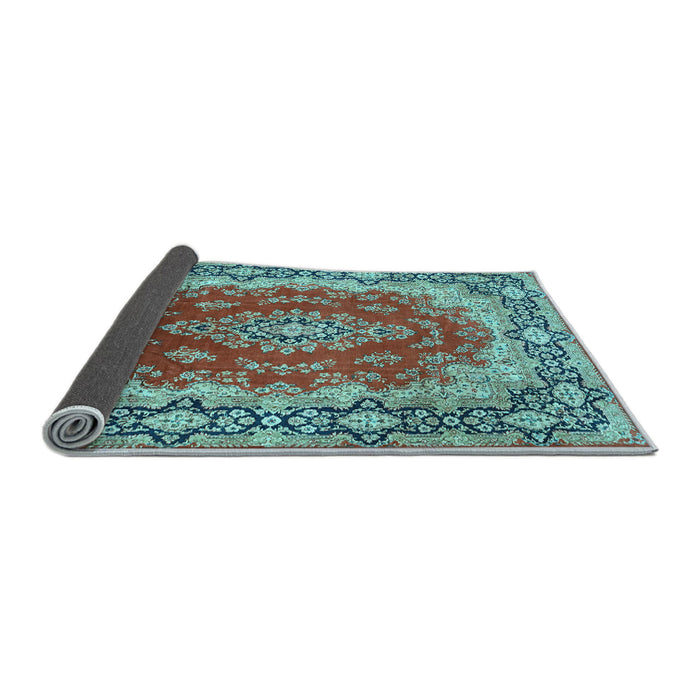 Sideview of Medallion Light Blue Traditional Rug, tr445lblu
