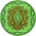 Machine Washable Medallion Green Traditional Area Rugs, wshtr445grn