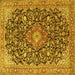 Square Medallion Yellow Traditional Rug, tr4460yw