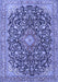 Machine Washable Medallion Blue Traditional Rug, wshtr4460blu