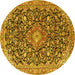 Round Medallion Yellow Traditional Rug, tr4460yw