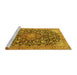 Sideview of Machine Washable Medallion Yellow Traditional Rug, wshtr4460yw