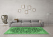 Machine Washable Medallion Emerald Green Traditional Area Rugs in a Living Room,, wshtr4460emgrn