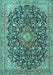 Machine Washable Medallion Turquoise Traditional Area Rugs, wshtr4460turq