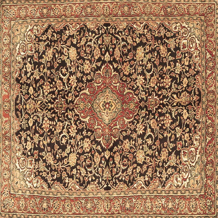 Square Medallion Brown Traditional Rug, tr4460brn