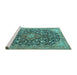 Sideview of Machine Washable Medallion Turquoise Traditional Area Rugs, wshtr4460turq