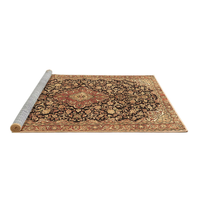 Sideview of Machine Washable Medallion Brown Traditional Rug, wshtr4460brn