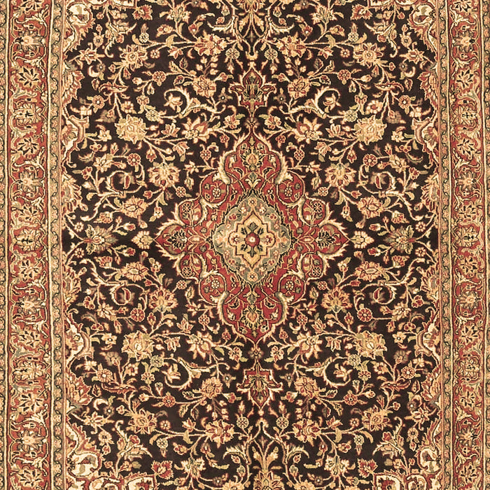 Machine Washable Medallion Brown Traditional Rug, wshtr4460brn