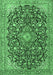 Machine Washable Medallion Emerald Green Traditional Area Rugs, wshtr4460emgrn