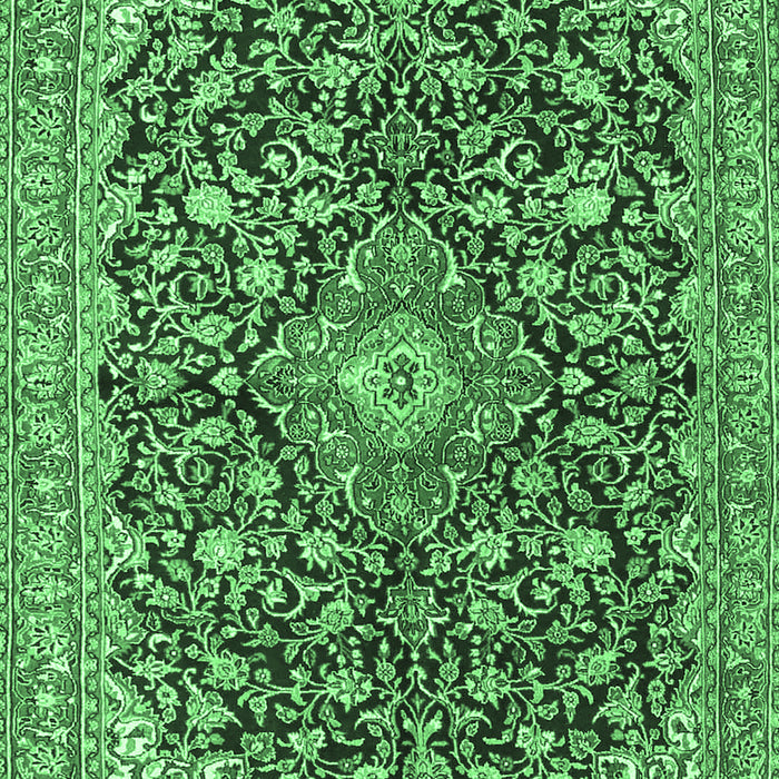 Machine Washable Medallion Emerald Green Traditional Area Rugs, wshtr4460emgrn