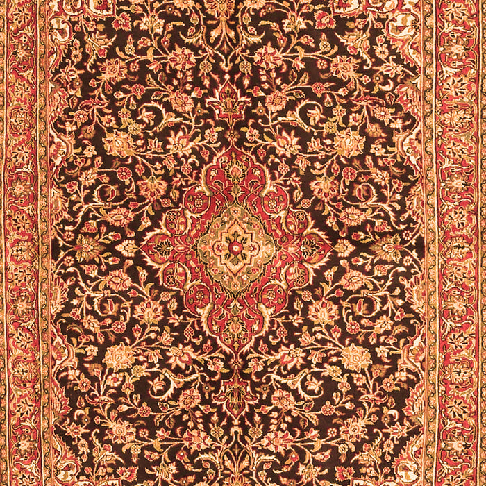 Serging Thickness of Machine Washable Medallion Orange Traditional Area Rugs, wshtr4460org