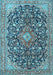 Machine Washable Medallion Light Blue Traditional Rug, wshtr4460lblu