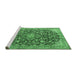 Sideview of Machine Washable Medallion Emerald Green Traditional Area Rugs, wshtr4460emgrn