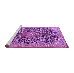 Sideview of Machine Washable Medallion Purple Traditional Area Rugs, wshtr4460pur